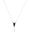 L.A. STEIN Black Onyx Diamond V Necklace in White Gold