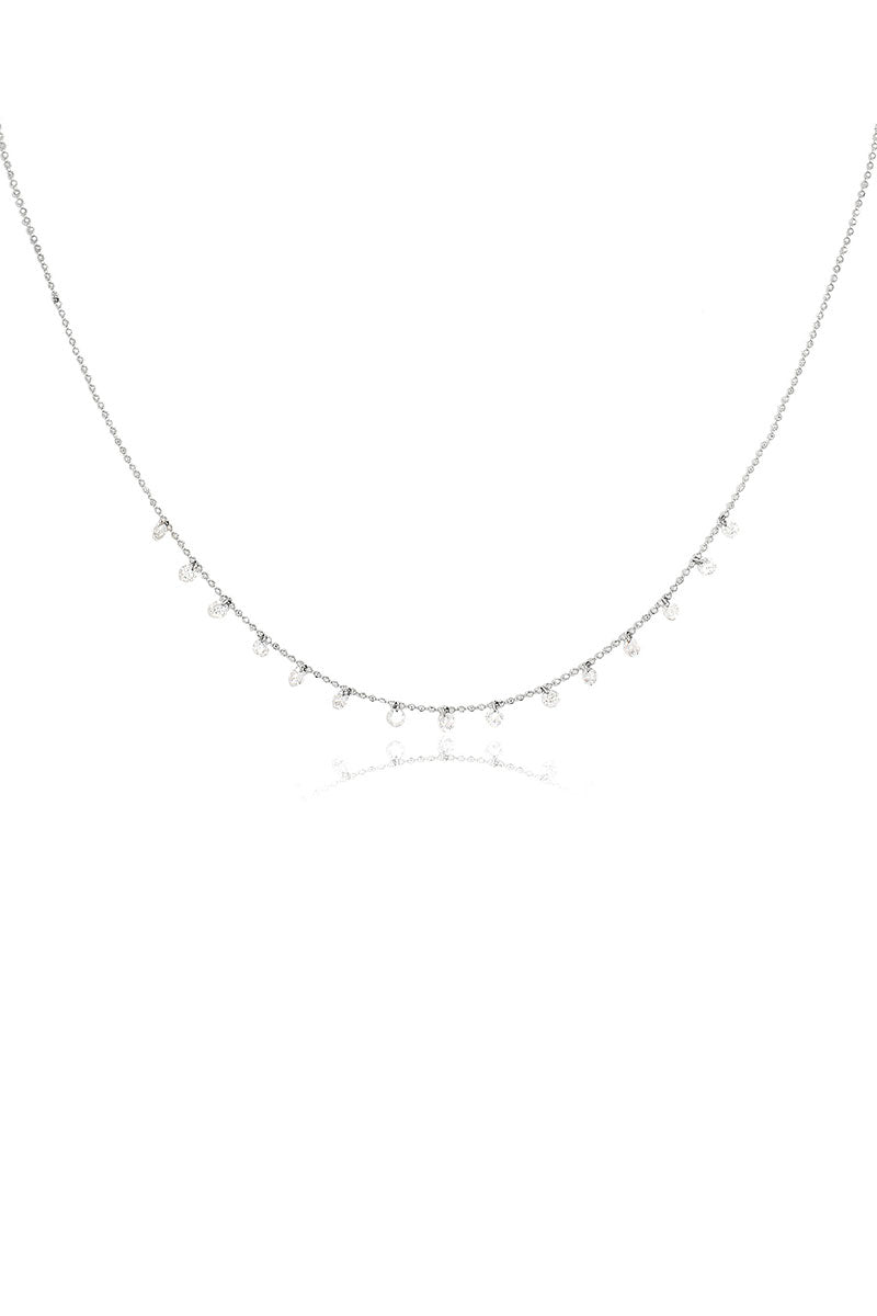 L.A. STEIN Celeste 15 Floating Diamond Necklace in White Gold