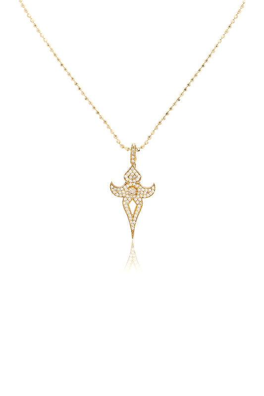 L.A. STEIN Diamond Pavé Goddess Pendant Necklace in Yellow Gold