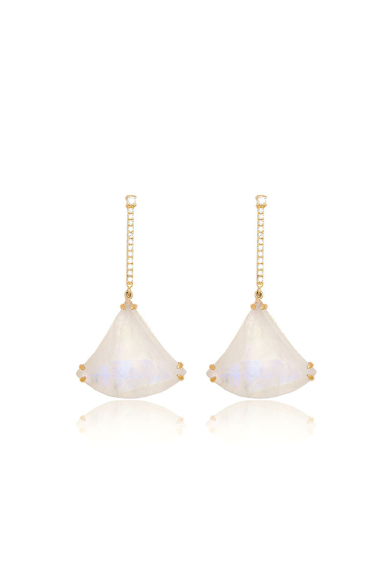 L.A. STEIN Moonstone Kite Earrings in Yellow Gold