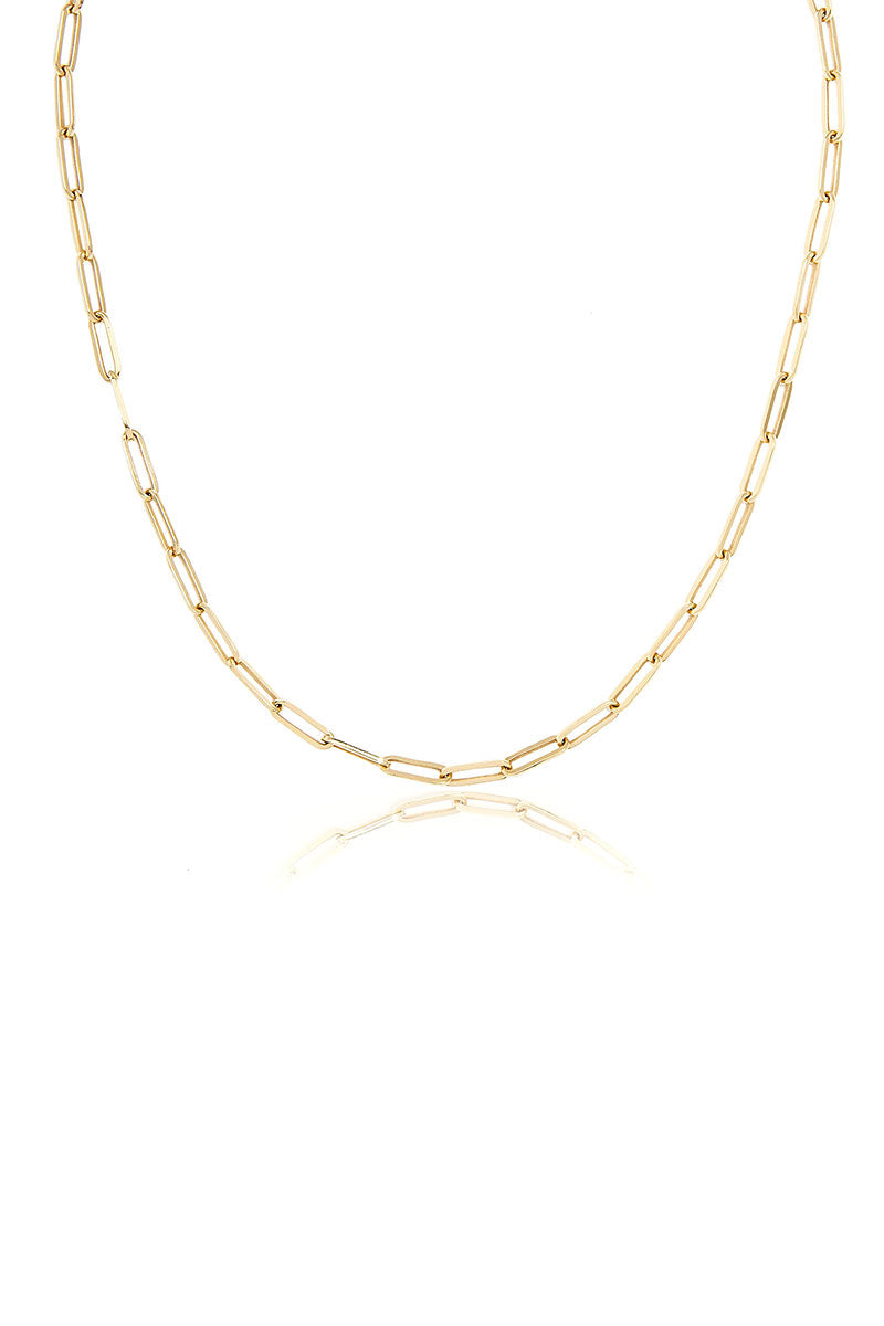 Paperclip Chain Necklace in Yellow Gold