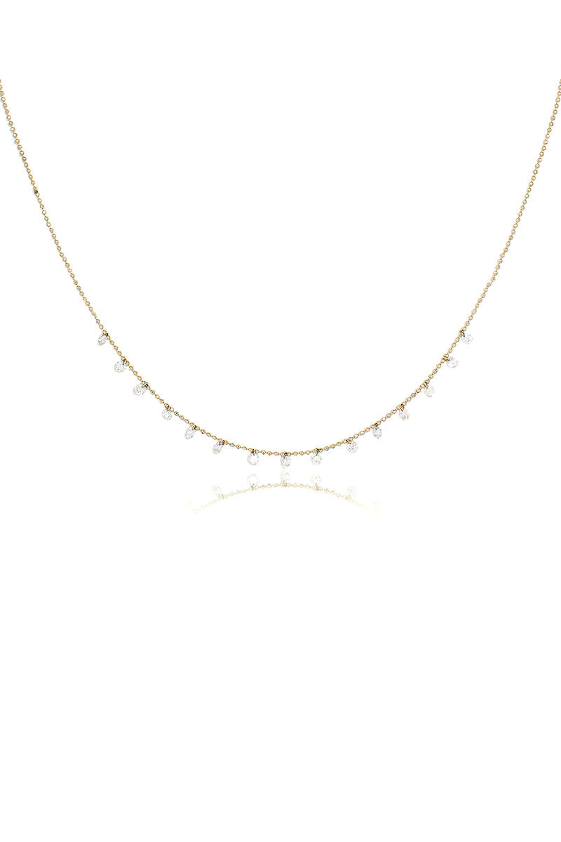 L.A. STEIN Celeste 15 Floating Diamond Necklace in Yellow Gold