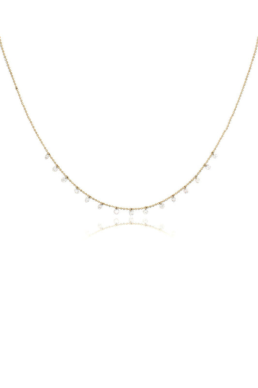 L.A. STEIN Celeste 15 Floating Diamond Necklace in Yellow Gold