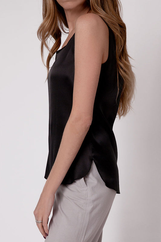 MAX MARA LEISURE Pan Silk Satin Top in Black