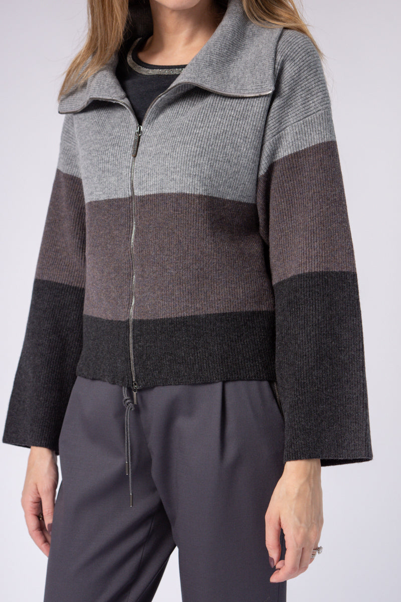 Fabiana Filippi Merino Wool-Silk Zip-Up Sweater