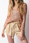 T. Boutique Laminated Handcrafted Crochet Sweater in Glassa