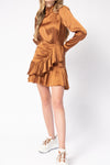 IRO Osium Ruffled Mini Dress in Camel