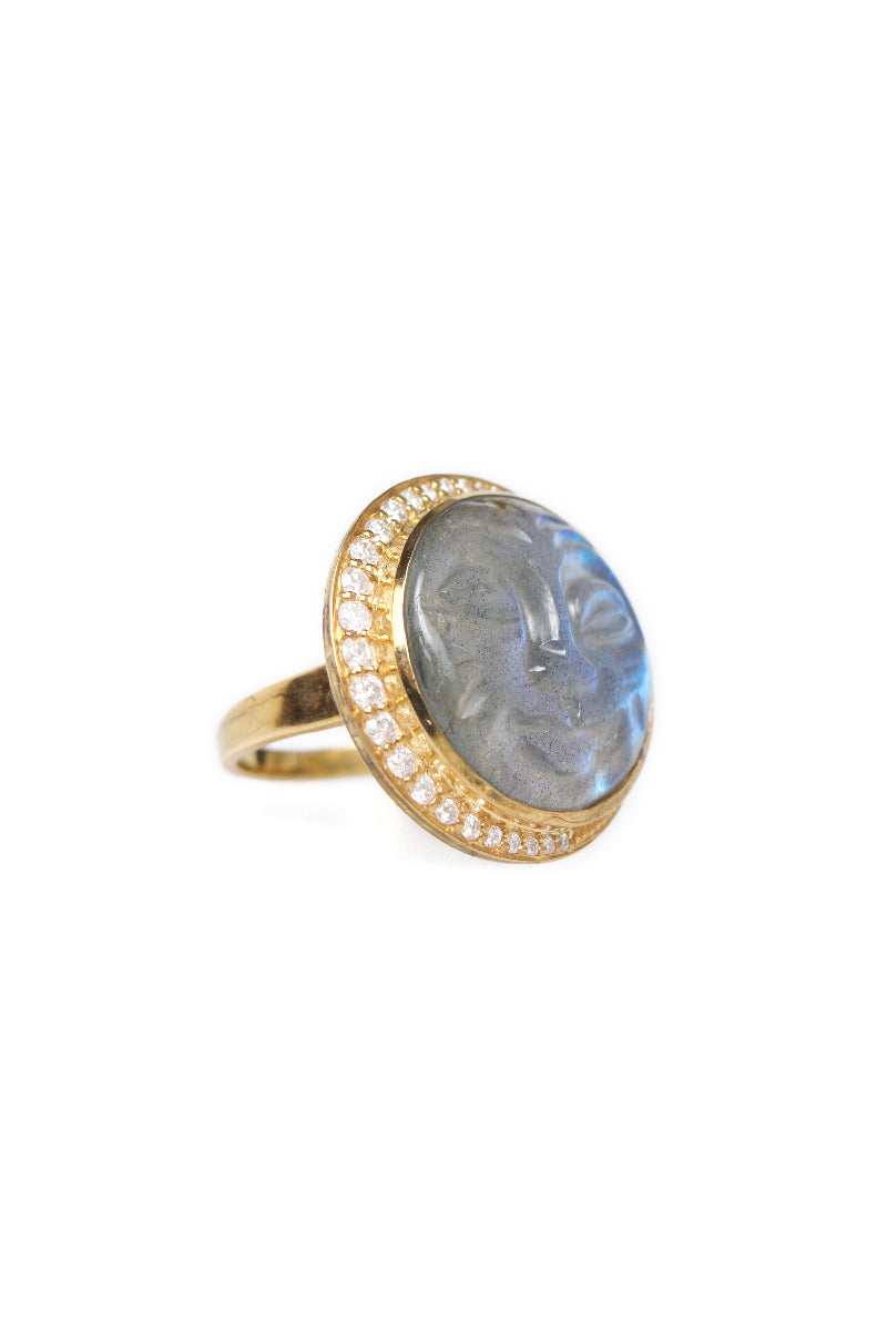 Labradorite Man in the Moon Ring