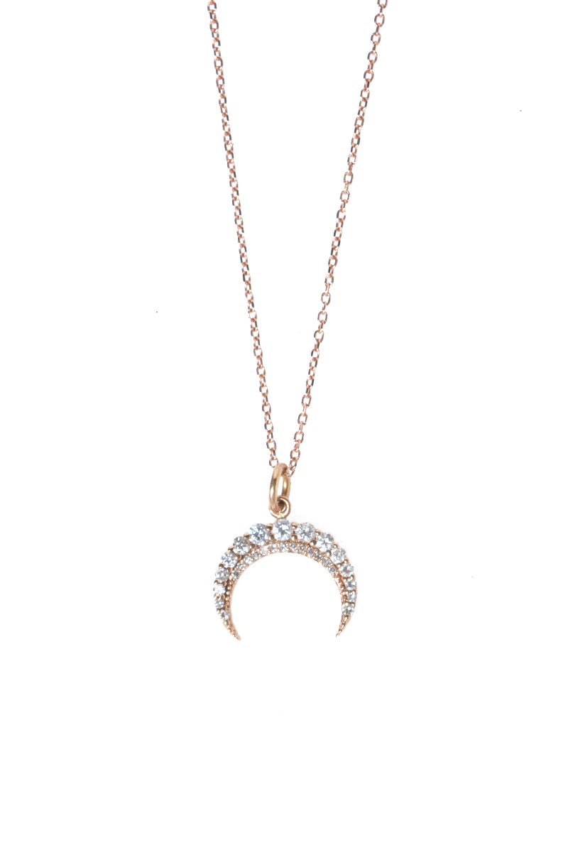 L.A. STEIN Diamond Pavé Crescent Pendant Necklace