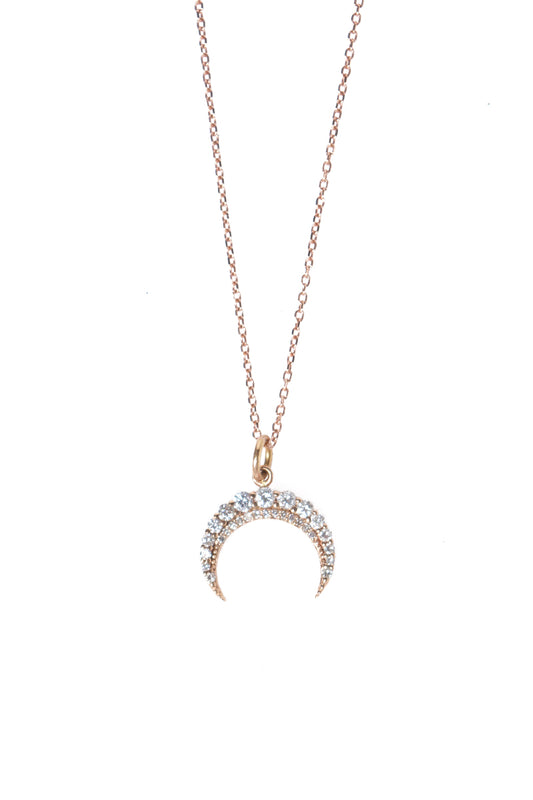 L.A. STEIN Diamond Pavé Crescent Pendant Necklace