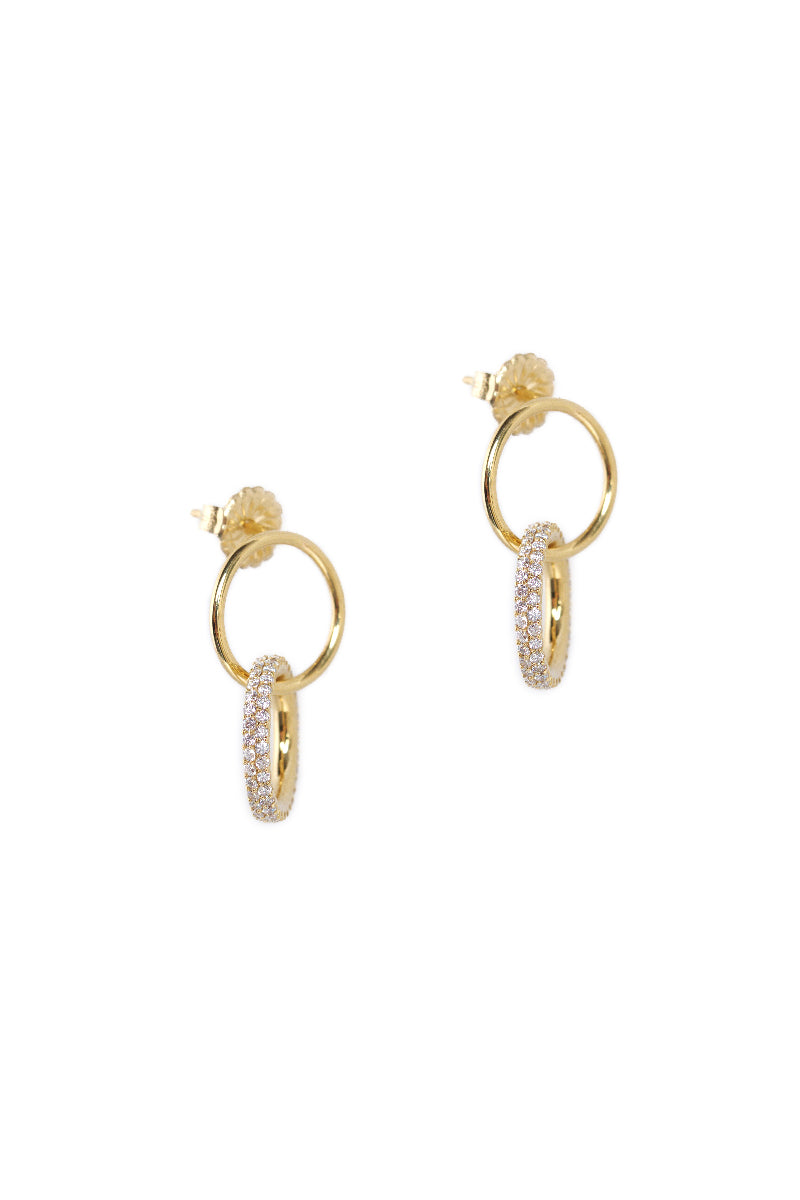 Yellow Gold Diamond Double Mini Circle Hoops