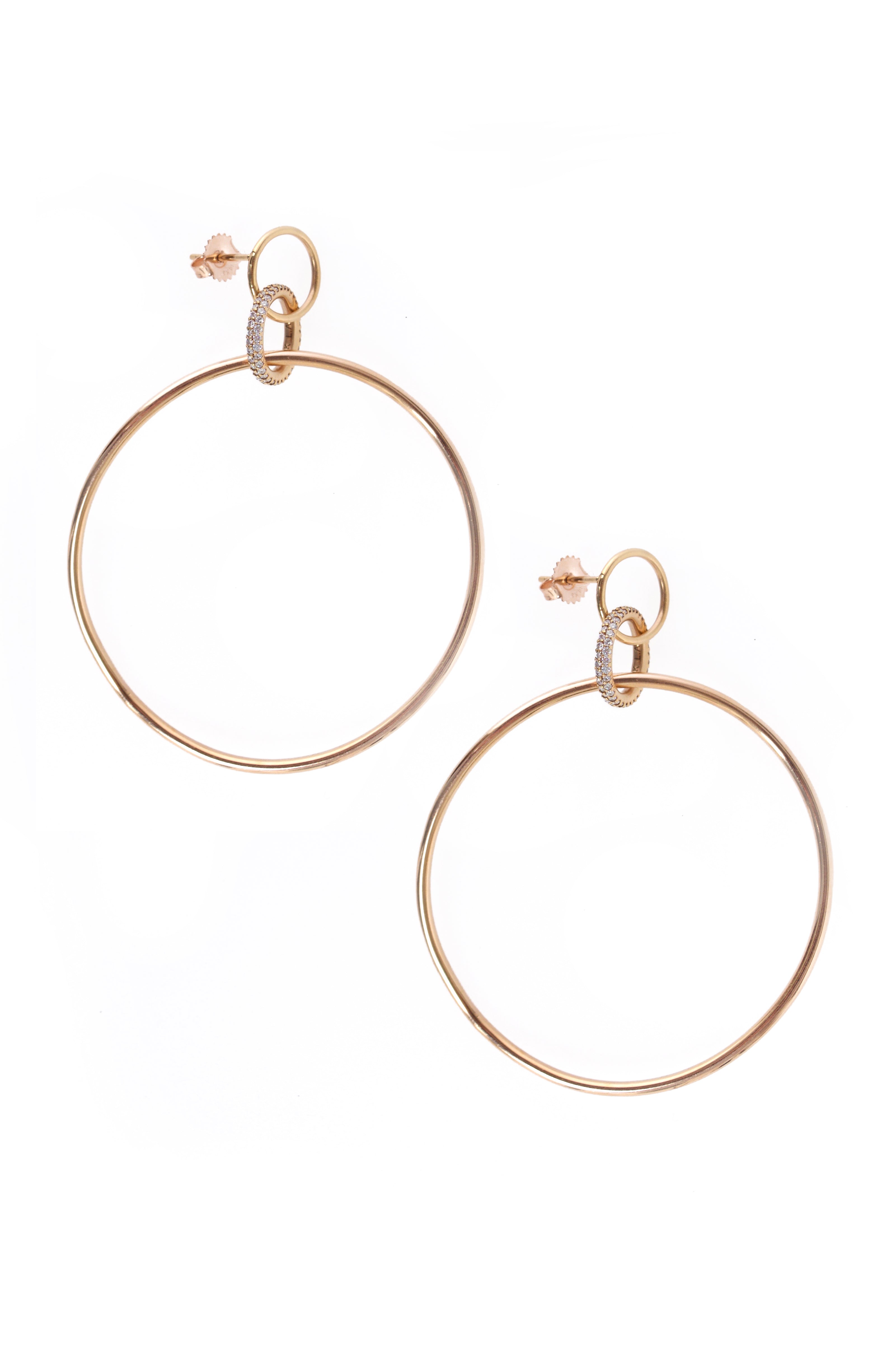 Diamond Twisted Large Trinity Hoops in Rose Gold