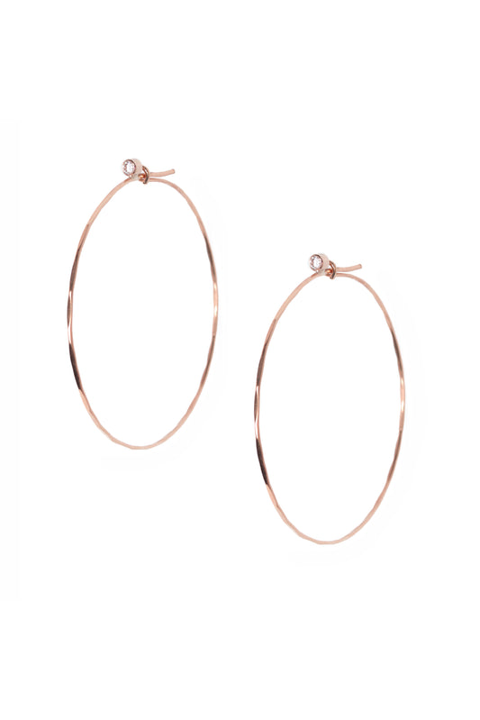 L.A. STEIN Diamond Studded Large Jessica Hoops in 18k Rose Gold