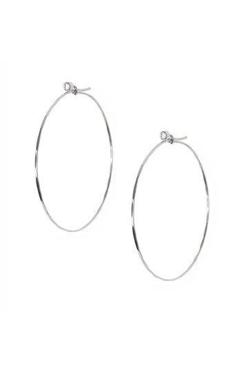 L.A. STEIN Diamond Studded Large Jessica Hoops in 18k White Gold