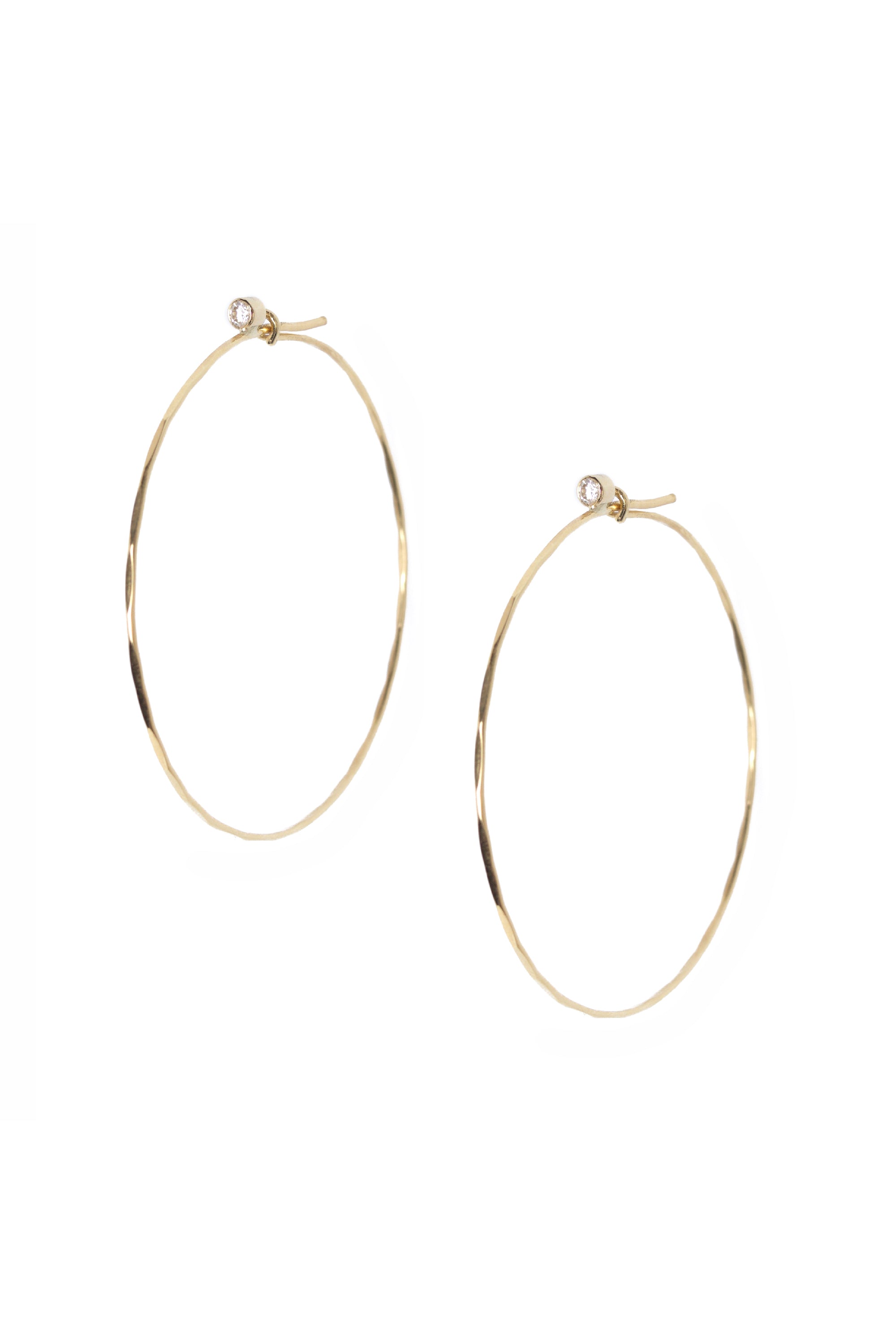 Diamond Studded Large Jessica Hoops in 18k Yellow Gold