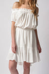 NSF Niara Short Sleeve Peasant Dress in White