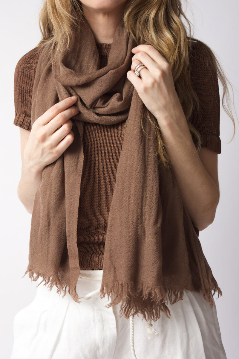 Open Cashmere Scarf in Cocoa