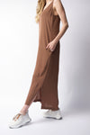PRIVATE 0204 Silk Tank Maxi Dress in Cocoa