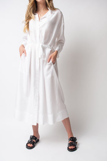 PRIVATE 0204 Silk Shirt Dress in White