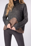 TANDEM Colorblock Turtleneck Sweater in Anthracite