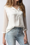 TRANSIT Cotton Silk Shirt in Chalk