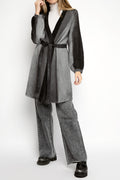 TANDEM Long Cardigan in Black and Grey