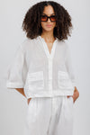TANDEM Short Sleeve Shirt Jacket in White