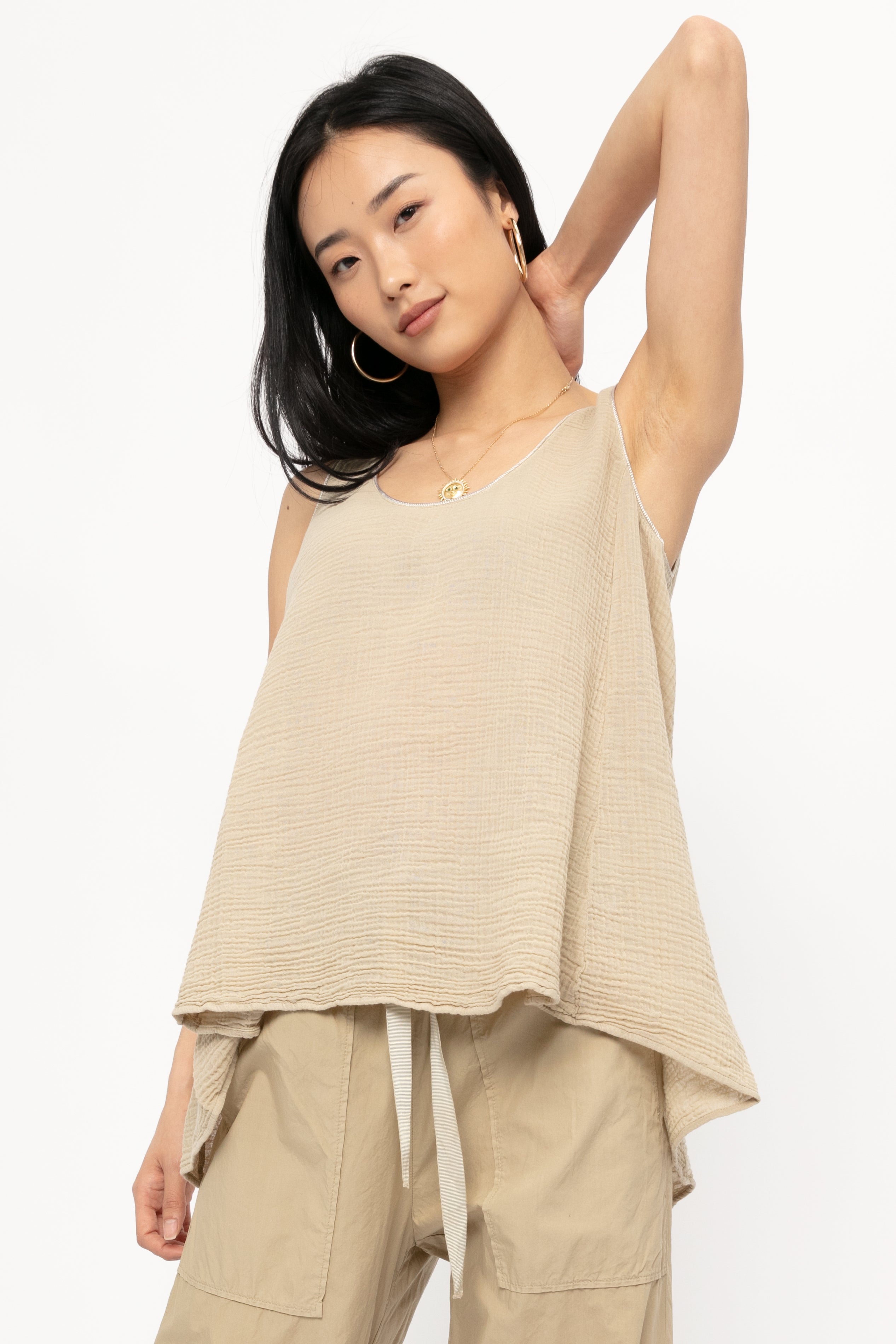 Flared Muslin Top in Bamboo