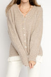 PRIVATE 0204 Cashmere Blend Oversized Cardigan in Sable
