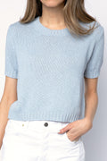 PRIVATE 0204 Short Sleeve Sweater in Sky