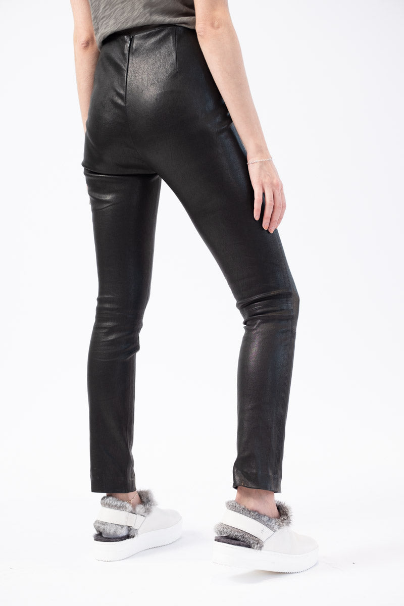 Simone Lamb Leather Pant in Black