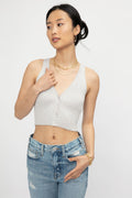 THE RANGE Blended Knit Cropped Tank in Ash