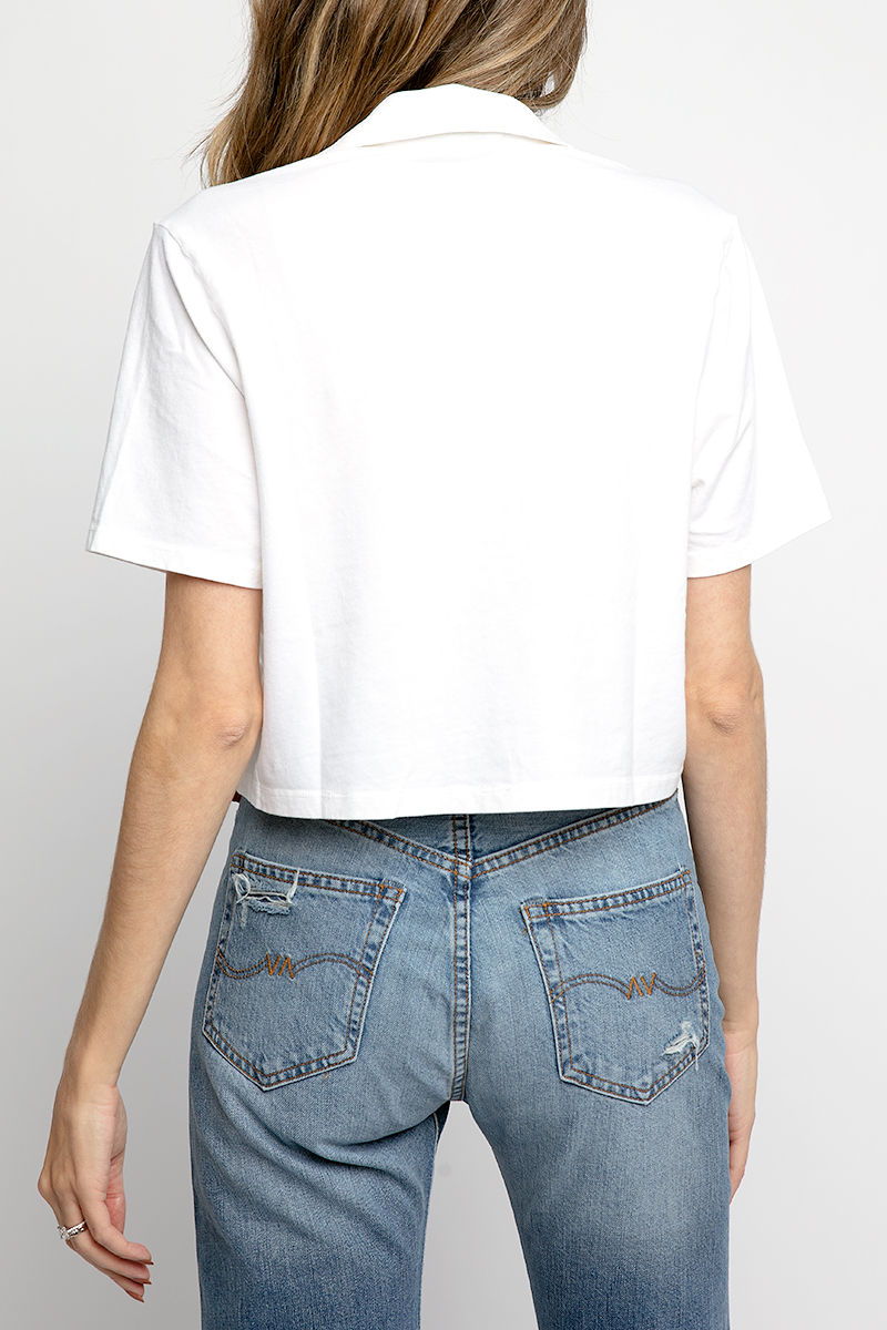THE RANGE Sueded Cropped Polo in Light Shell