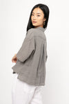 TRANSIT Linen Button Down Shirt in Grey