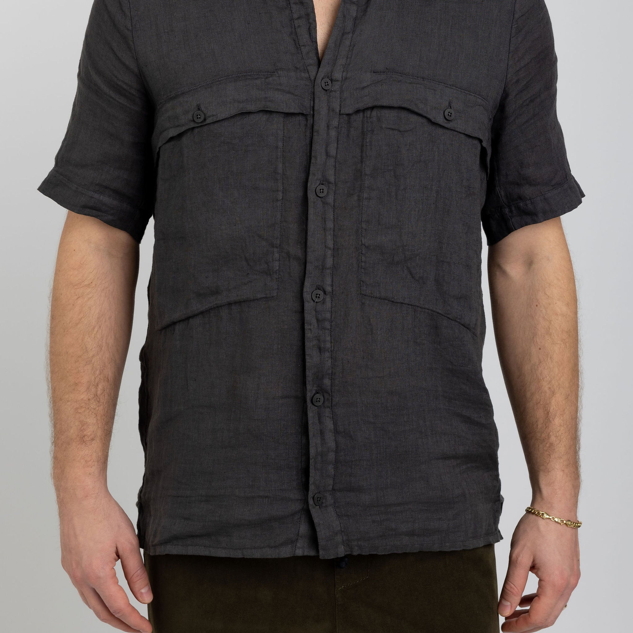 TRANSIT Linen Shirt in Charcoal