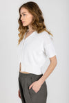 TRANSIT Short Sleeve Cardigan Jacket in White