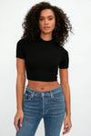 TWENTY Short Sleeve Crop Top in Black