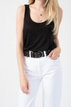TANDEM Linen Viscose Tank in Black