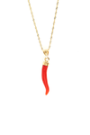 VELINA Yellow Gold Chain with Coral Cornicello
