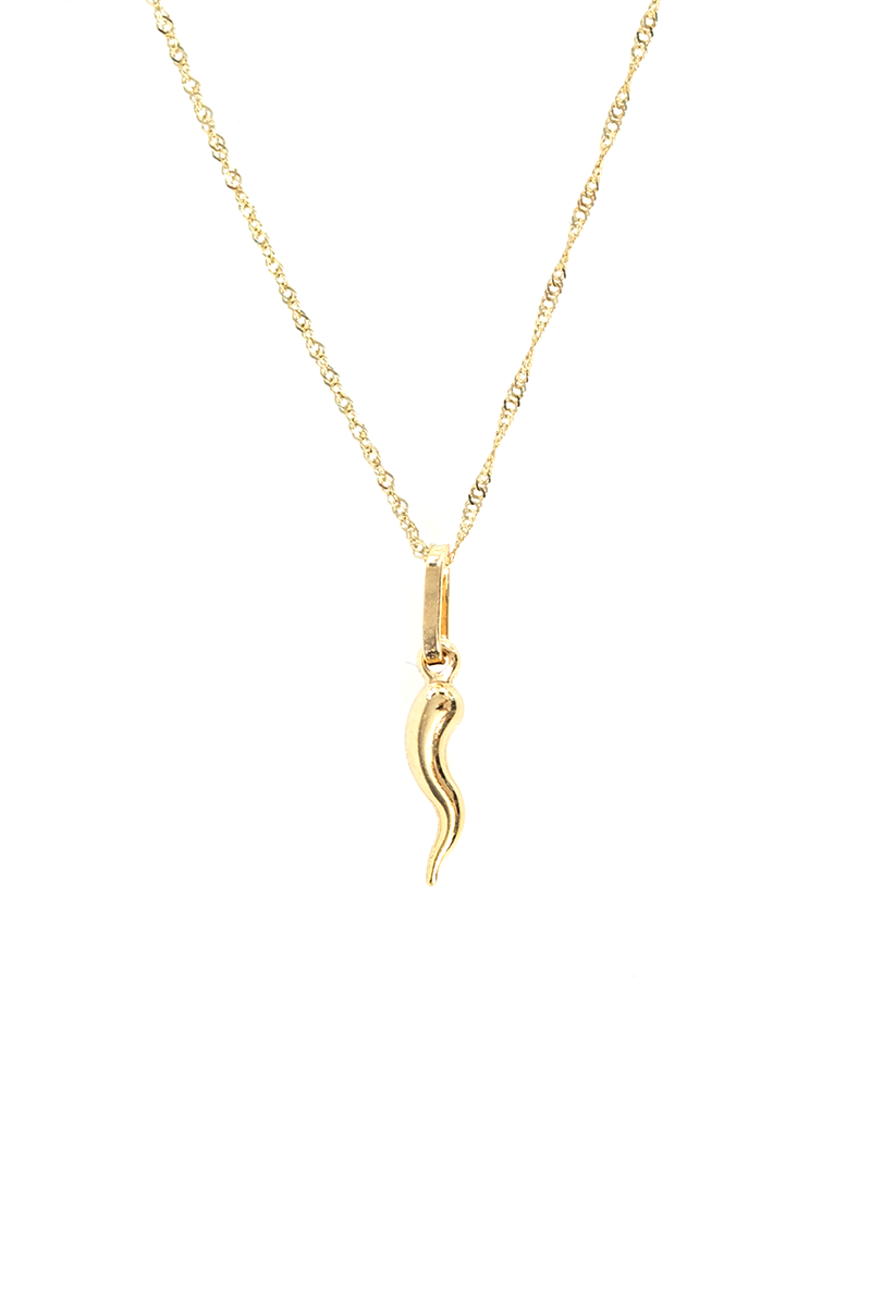 Yellow Gold Chain with Gold Cornicello