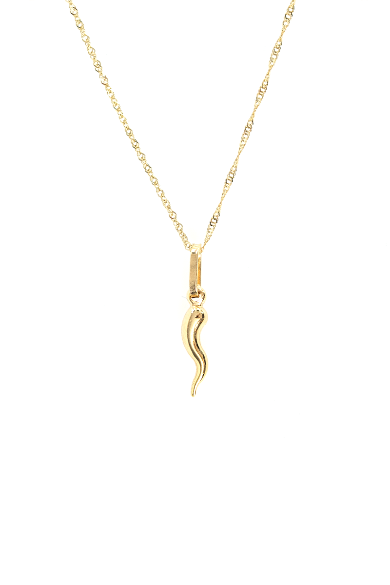 VELINA Yellow Gold Chain with Gold Cornicello