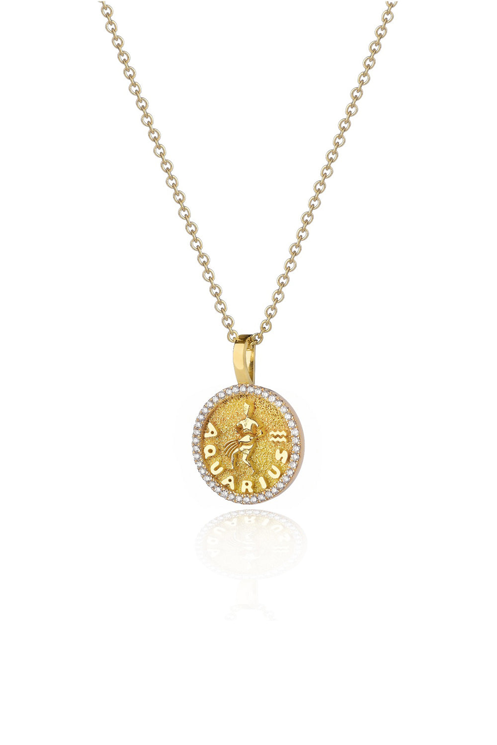 VELINA Diamond Zodiac Pendant in 18k Yellow Gold Aquarius