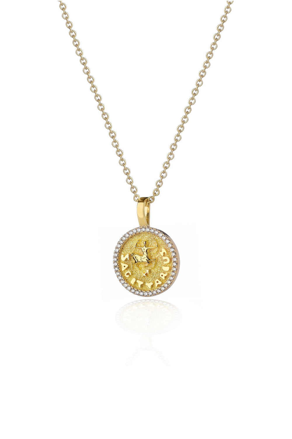 Diamond Zodiac Pendant in 18k Yellow Gold