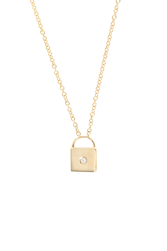 VELINA Yellow Gold Lock Pendant Necklace