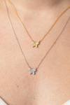 VELINA 925 Yellow Gold Filled CZ Crystal Pavé Butterfly Necklace