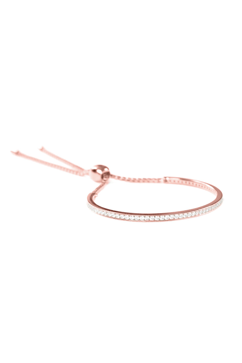 Rose Gold Cannes Pavé Adjustable Bangle Bracelet