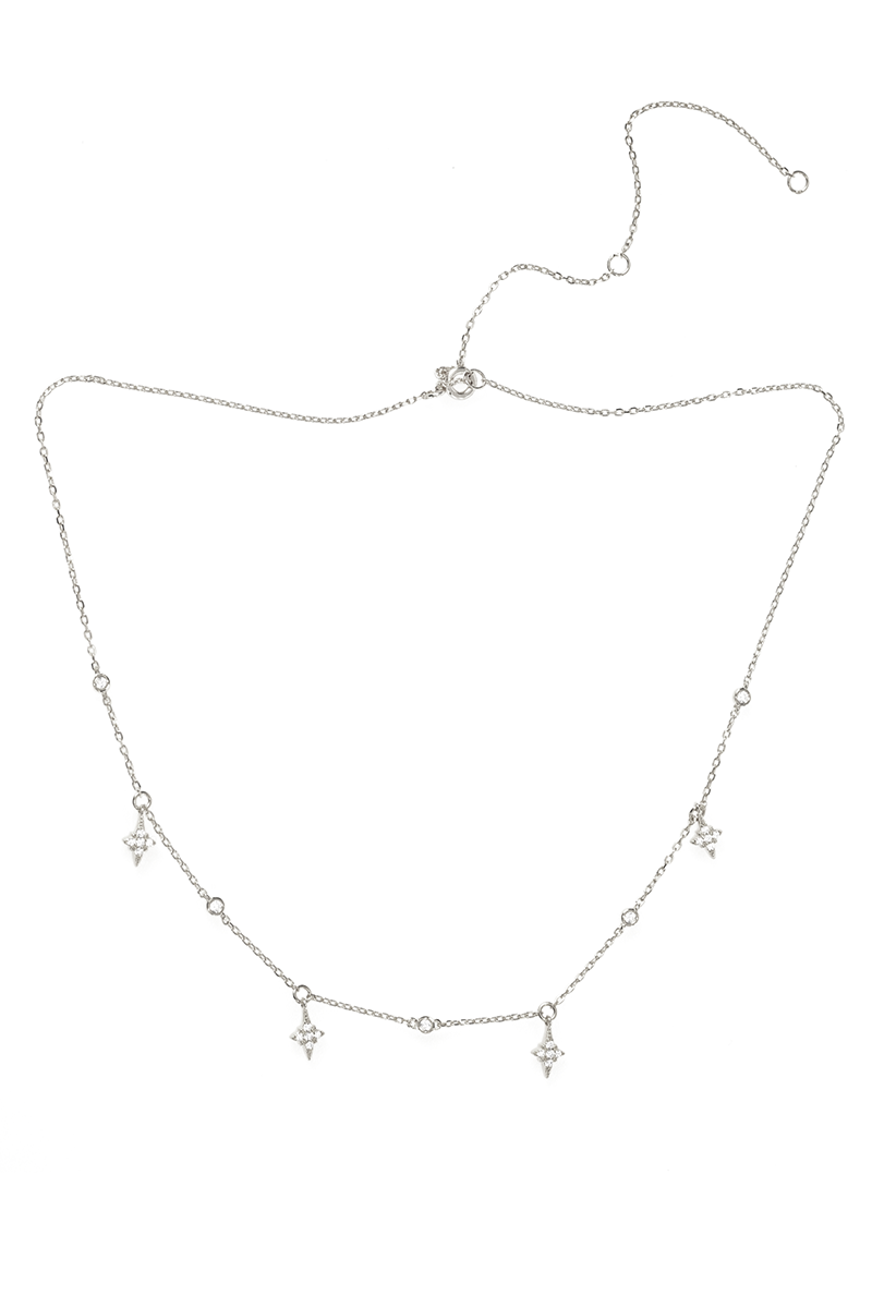 VELINA Silver Starburst Charm Necklace