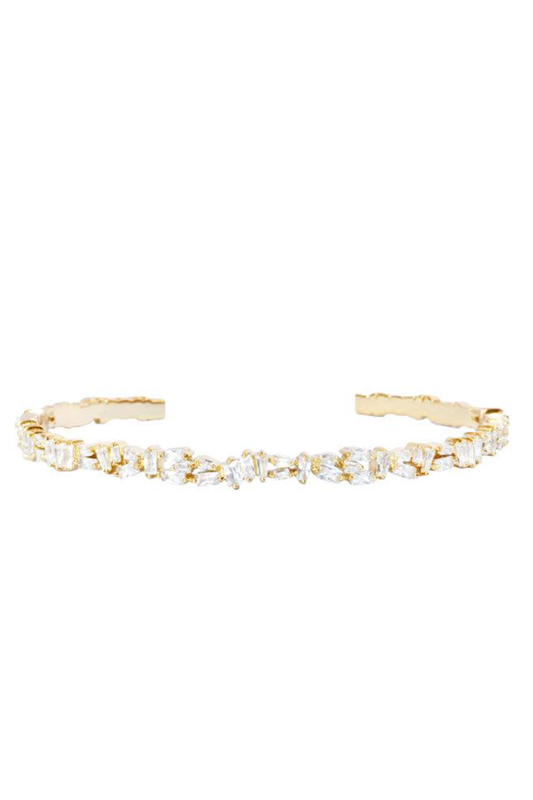 VELINA 925 Gold Alta Crystal Cuff Bracelet