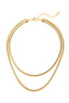 VELINA 925 Gold Double Herringbone Chain Necklace