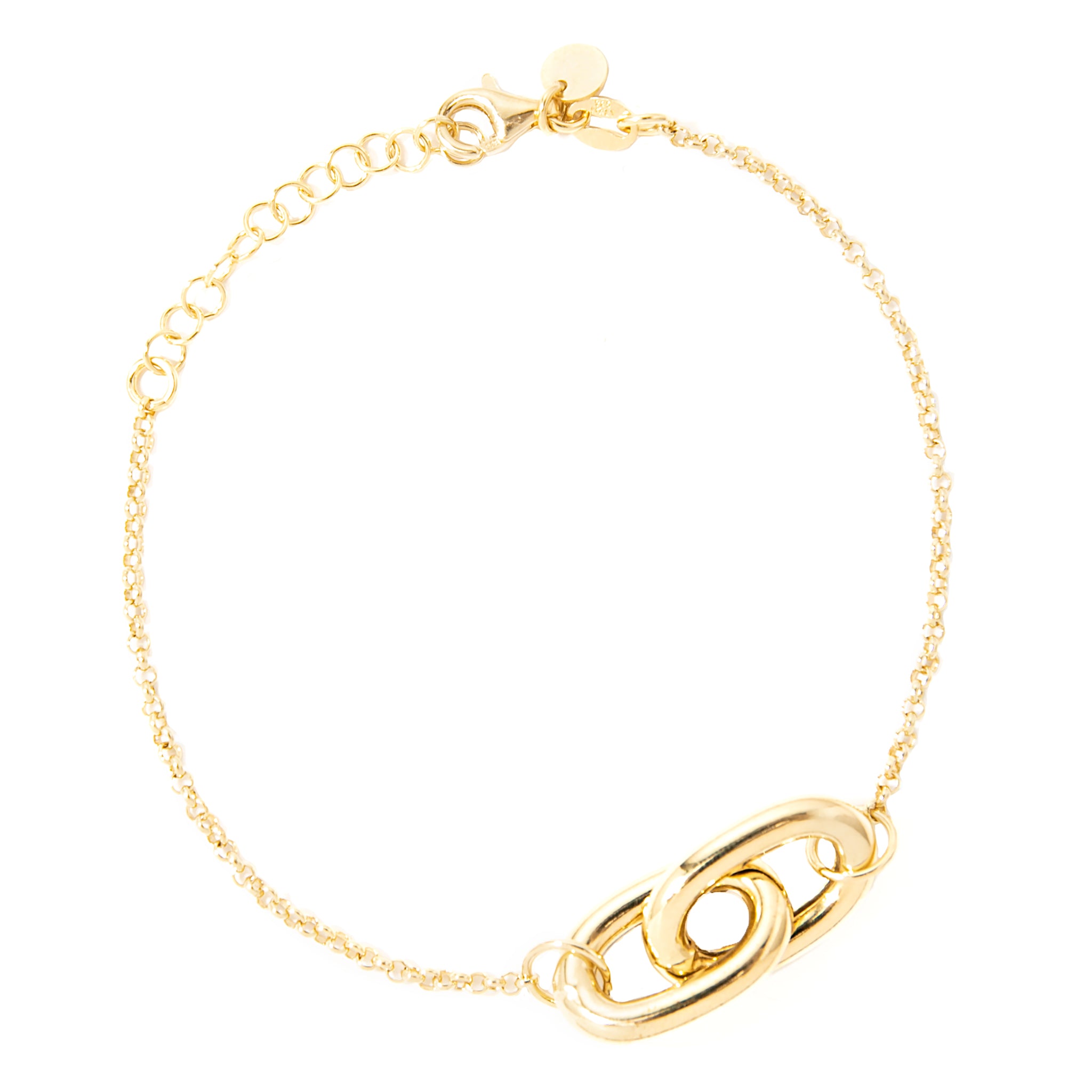 VELINA 925 Gold Double Long Link Chain Bracelet
